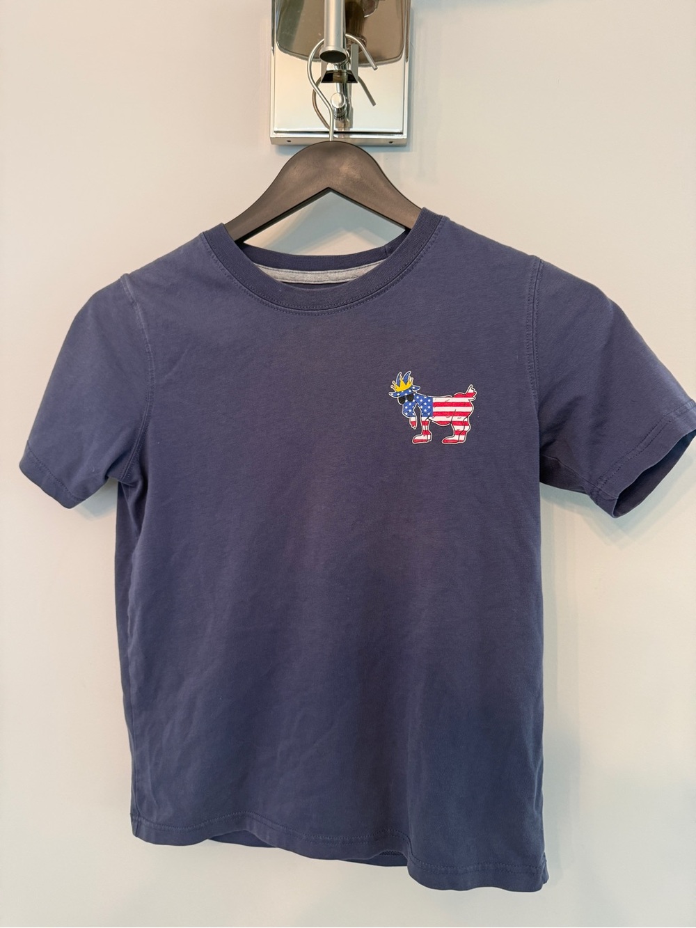 Navy Short-Sleeve Tee with Patriotic Goat USA Patch